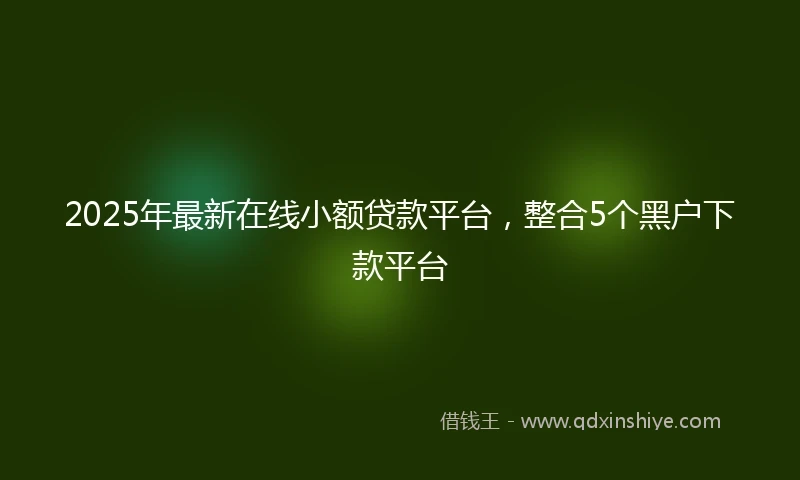 2025年最新在线小额贷款平台，整合5个黑户下款平台