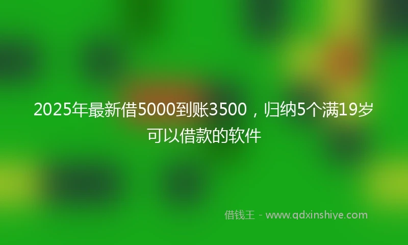 2025年最新借5000到账3500，归纳5个满19岁可以借款的软件