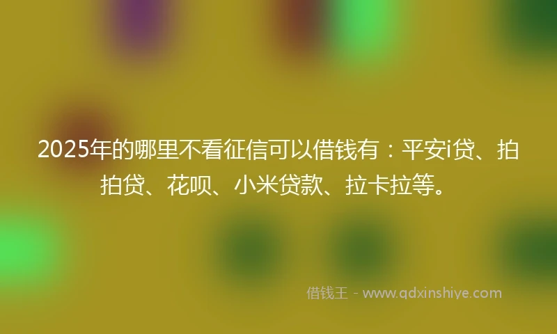 2025年的哪里不看征信可以借钱有：平安i贷、拍拍贷、花呗、小米贷款、拉卡拉等。