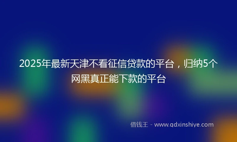 2025年最新天津不看征信贷款的平台，归纳5个网黑真正能下款的平台