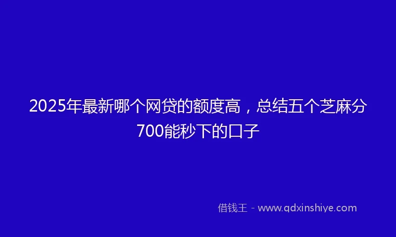 2025年最新哪个网贷的额度高，总结五个芝麻分700能秒下的口子