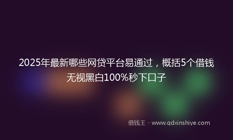 2025年最新哪些网贷平台易通过，概括5个借钱无视黑白100%秒下口子