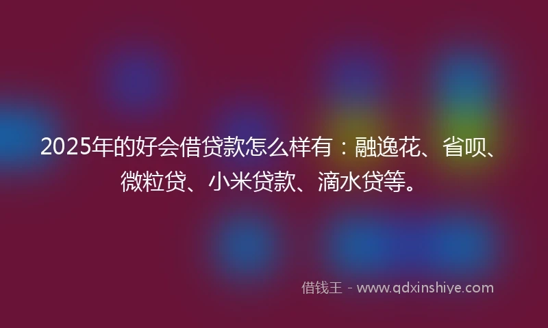 2025年的好会借贷款怎么样有：融逸花、省呗、微粒贷、小米贷款、滴水贷等。