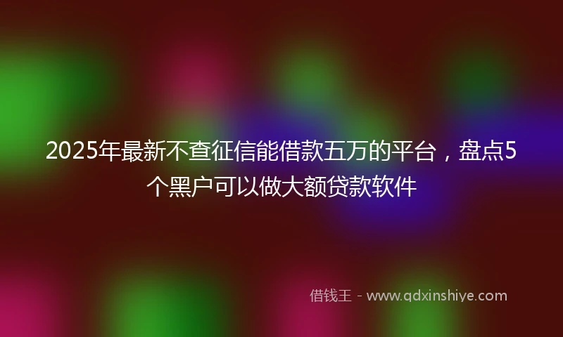 2025年最新不查征信能借款五万的平台，盘点5个黑户可以做大额贷款软件