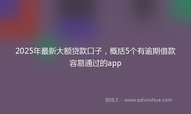 2025年最新大额贷款口子，概括5个有逾期借款容易通过的app