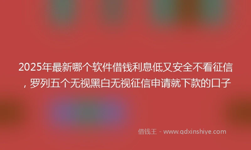 2025年最新哪个软件借钱利息低又安全不看征信，罗列五个无视黑白无视征信申请就下款的口子