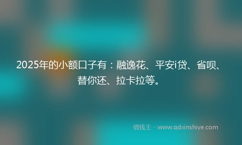 2025年的小额口子有：融逸花、平安i贷、省呗、替你还、拉卡拉等。