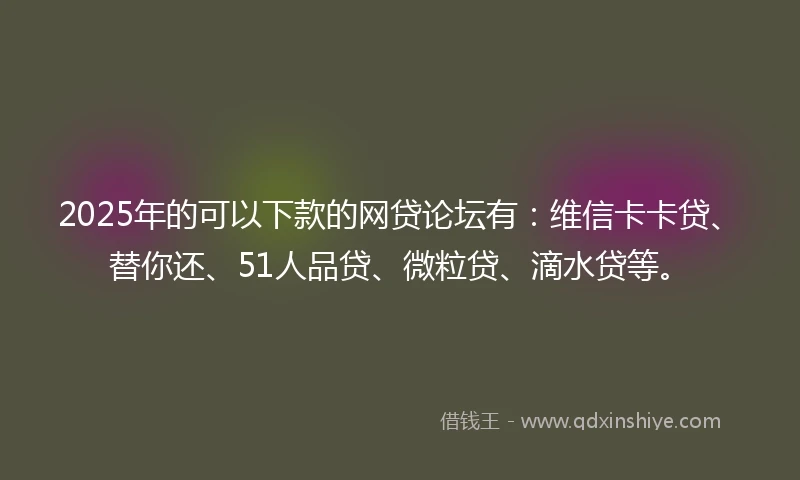 2025年的可以下款的网贷论坛有：维信卡卡贷、替你还、51人品贷、微粒贷、滴水贷等。