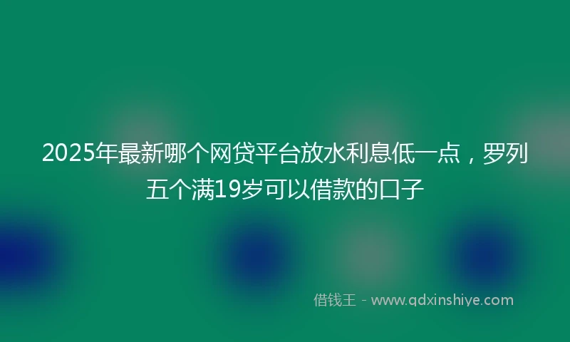 2025年最新哪个网贷平台放水利息低一点，罗列五个满19岁可以借款的口子
