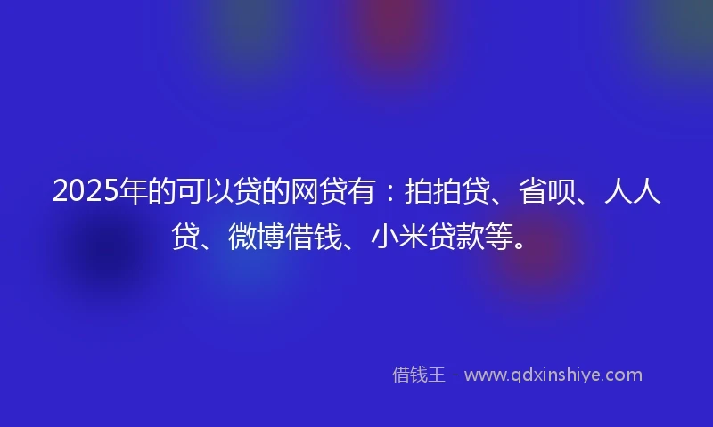 2025年的可以贷的网贷有：拍拍贷、省呗、人人贷、微博借钱、小米贷款等。