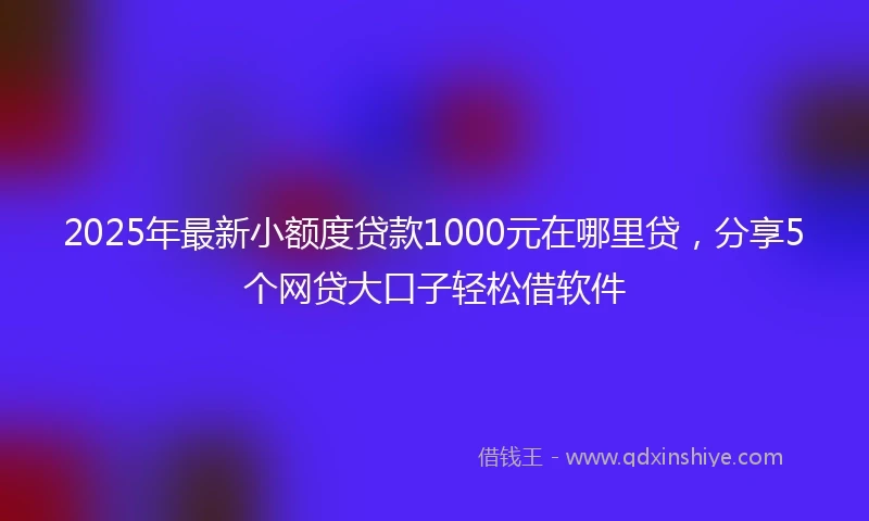 2025年最新小额度贷款1000元在哪里贷，分享5个网贷大口子轻松借软件
