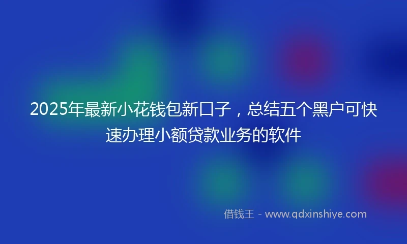 2025年最新小花钱包新口子，总结五个黑户可快速办理小额贷款业务的软件