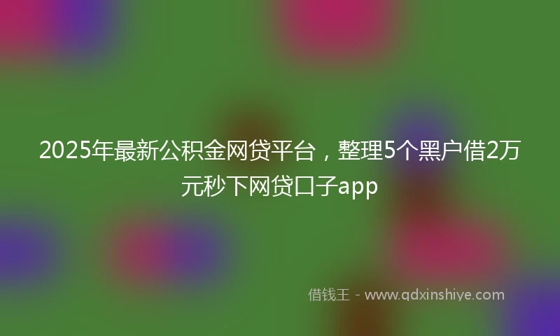2025年最新公积金网贷平台，整理5个黑户借2万元秒下网贷口子app