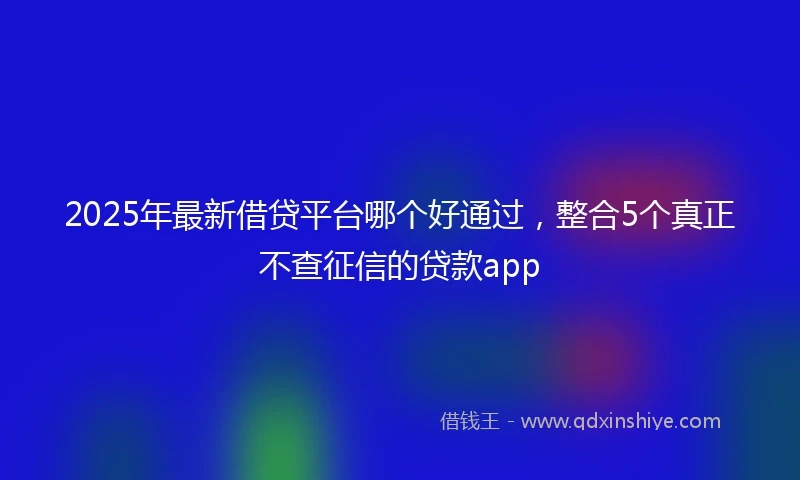 2025年最新借贷平台哪个好通过，整合5个真正不查征信的贷款app