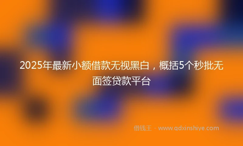 2025年最新小额借款无视黑白，概括5个秒批无面签贷款平台