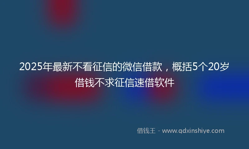 2025年最新不看征信的微信借款，概括5个20岁借钱不求征信速借软件