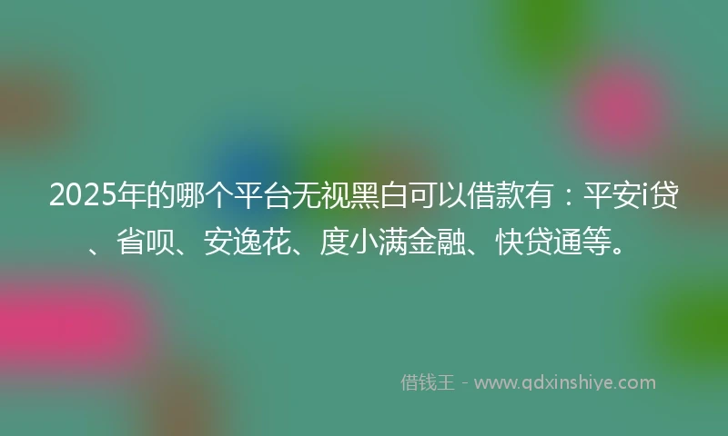2025年的哪个平台无视黑白可以借款有：平安i贷、省呗、安逸花、度小满金融、快贷通等。