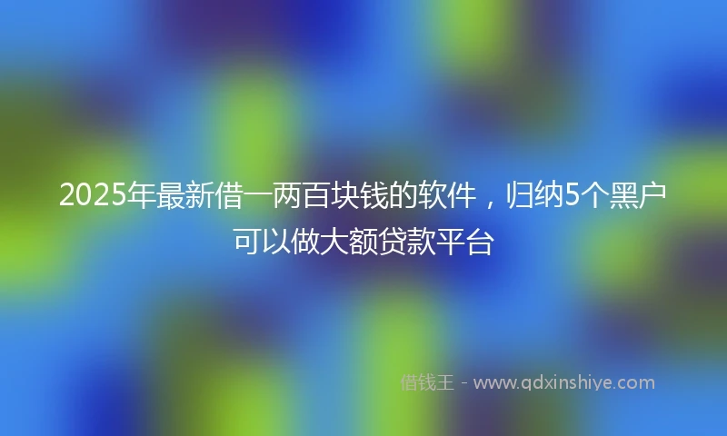 2025年最新借一两百块钱的软件，归纳5个黑户可以做大额贷款平台