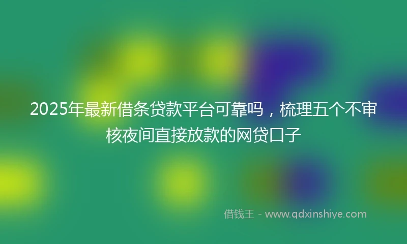 2025年最新借条贷款平台可靠吗，梳理五个不审核夜间直接放款的网贷口子