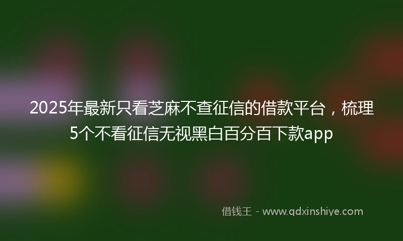 2025年最新只看芝麻不查征信的借款平台，梳理5个不看征信无视黑白百分百下款app