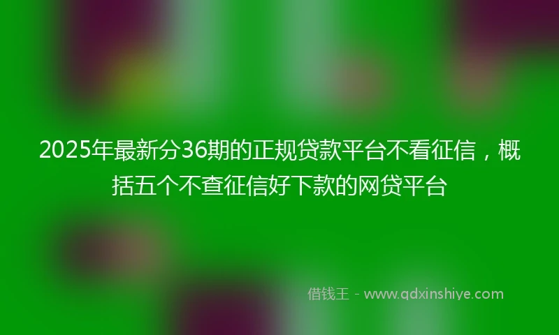 2025年最新分36期的正规贷款平台不看征信，概括五个不查征信好下款的网贷平台