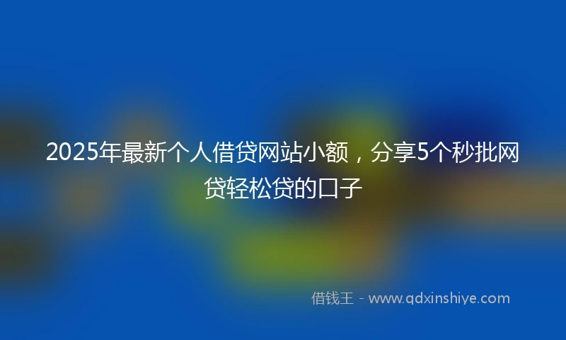2025年最新个人借贷网站小额，分享5个秒批网贷轻松贷的口子