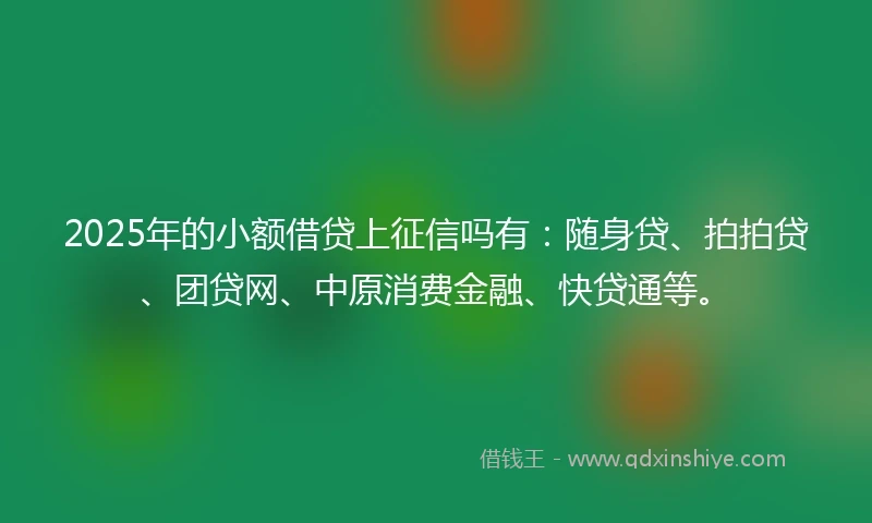 2025年的小额借贷上征信吗有：随身贷、拍拍贷、团贷网、中原消费金融、快贷通等。