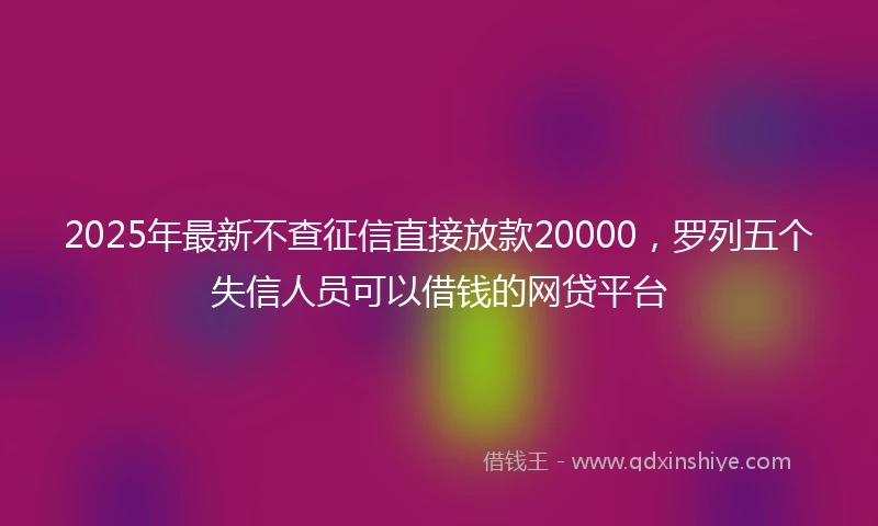 2025年最新不查征信直接放款20000，罗列五个失信人员可以借钱的网贷平台