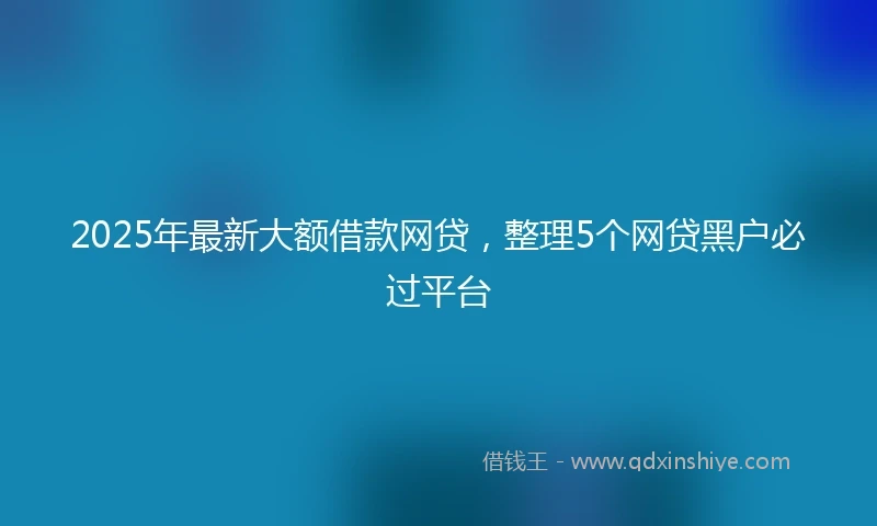 2025年最新大额借款网贷，整理5个网贷黑户必过平台