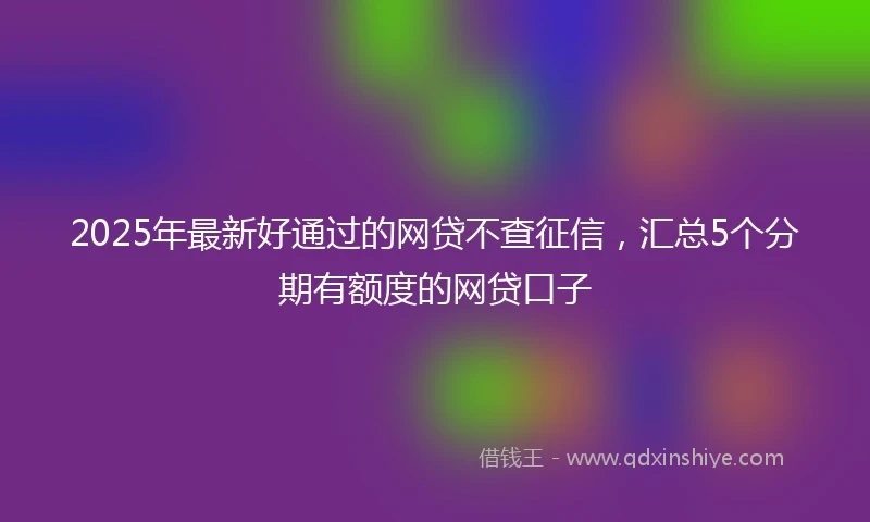 2025年最新好通过的网贷不查征信，汇总5个分期有额度的网贷口子