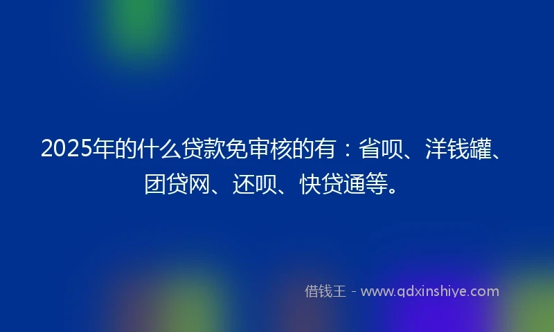 2025年的什么贷款免审核的有：省呗、洋钱罐、团贷网、还呗、快贷通等。