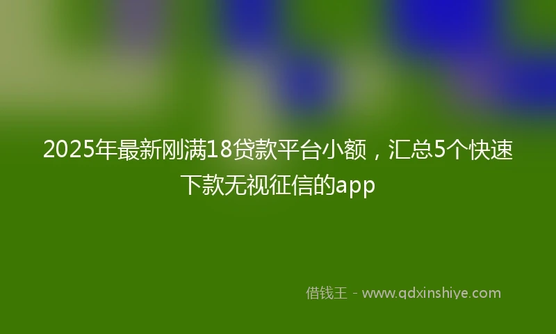 2025年最新刚满18贷款平台小额，汇总5个快速下款无视征信的app