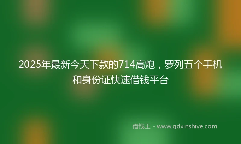 2025年最新今天下款的714高炮，罗列五个手机和身份证快速借钱平台