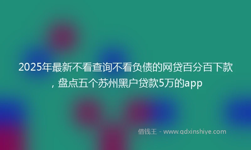 2025年最新不看查询不看负债的网贷百分百下款，盘点五个苏州黑户贷款5万的app