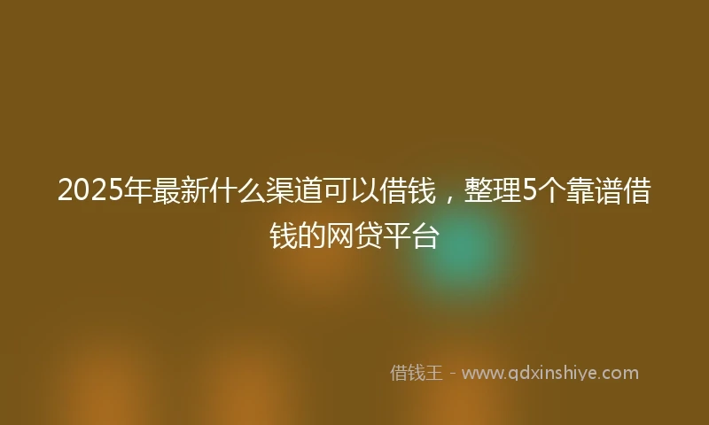 2025年最新什么渠道可以借钱，整理5个靠谱借钱的网贷平台
