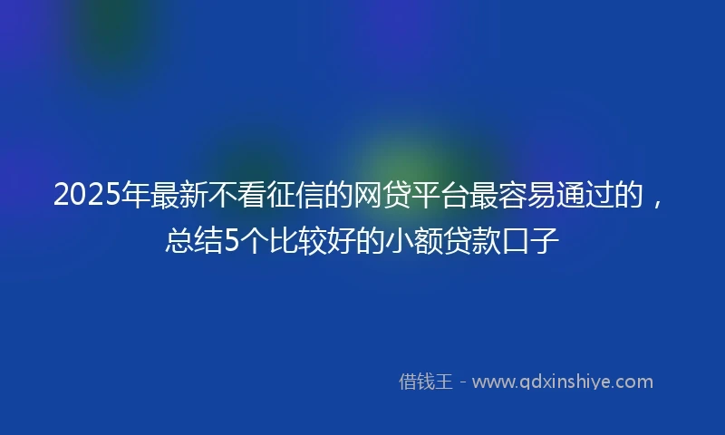 2025年最新不看征信的网贷平台最容易通过的，总结5个比较好的小额贷款口子