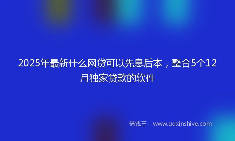 2025年最新什么网贷可以先息后本，整合5个12月独家贷款的软件