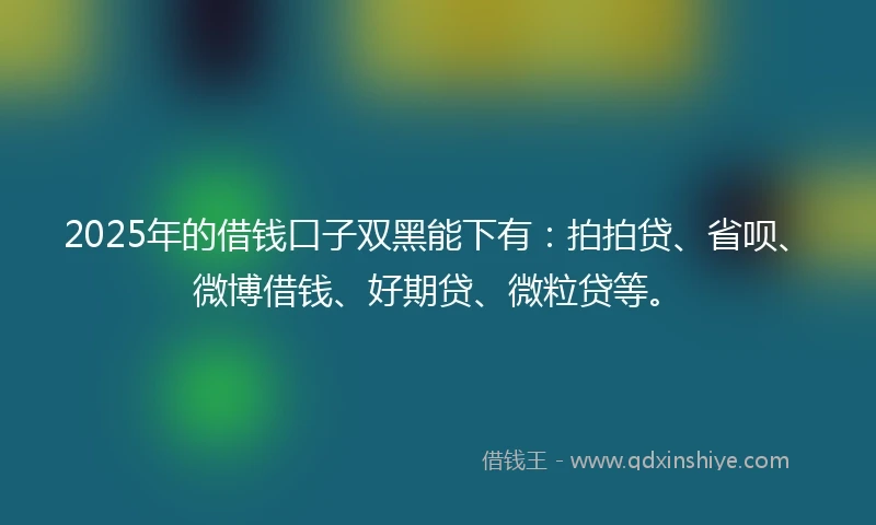 2025年的借钱口子双黑能下有：拍拍贷、省呗、微博借钱、好期贷、微粒贷等。