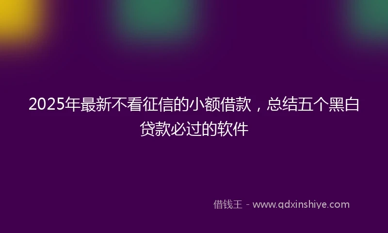 2025年最新不看征信的小额借款，总结五个黑白贷款必过的软件