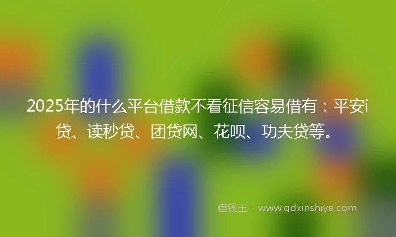 2025年的什么平台借款不看征信容易借有：平安i贷、读秒贷、团贷网、花呗、功夫贷等。