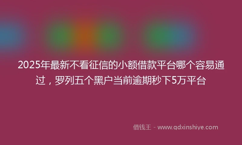2025年最新不看征信的小额借款平台哪个容易通过，罗列五个黑户当前逾期秒下5万平台