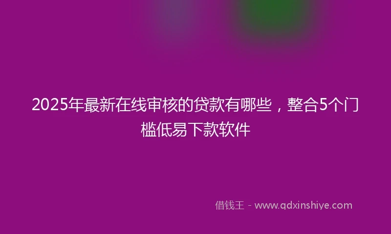 2025年最新在线审核的贷款有哪些，整合5个门槛低易下款软件
