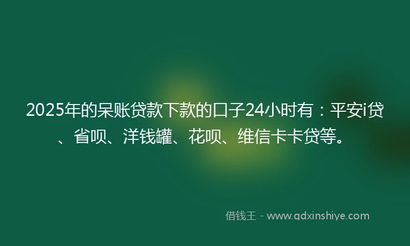 2025年的呆账贷款下款的口子24小时有：平安i贷、省呗、洋钱罐、花呗、维信卡卡贷等。