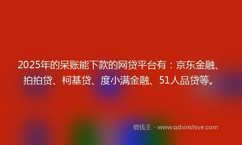 2025年的呆账能下款的网贷平台有：京东金融、拍拍贷、柯基贷、度小满金融、51人品贷等。