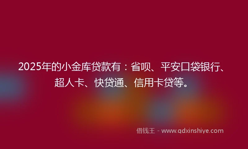 2025年的小金库贷款有：省呗、平安口袋银行、超人卡、快贷通、信用卡贷等。