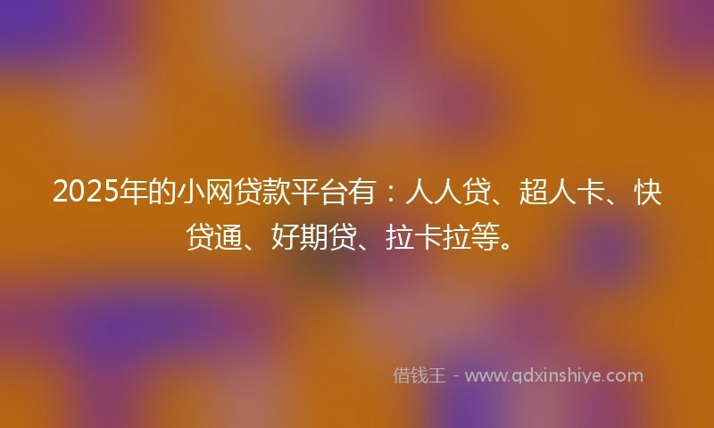 2025年的小网贷款平台有：人人贷、超人卡、快贷通、好期贷、拉卡拉等。