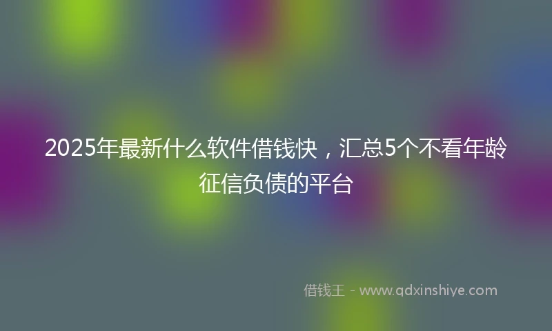 2025年最新什么软件借钱快，汇总5个不看年龄征信负债的平台