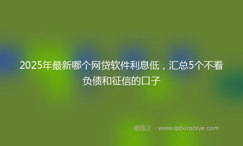 2025年最新哪个网贷软件利息低，汇总5个不看负债和征信的口子