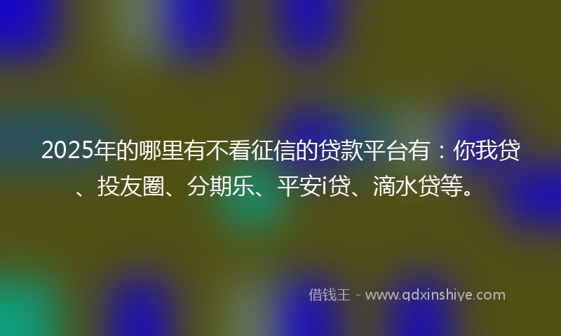 2025年的哪里有不看征信的贷款平台有：你我贷、投友圈、分期乐、平安i贷、滴水贷等。
