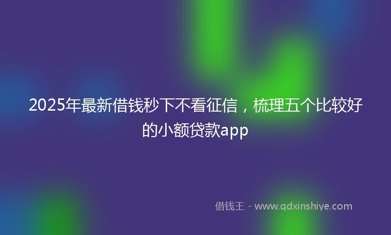 2025年最新借钱秒下不看征信，梳理五个比较好的小额贷款app